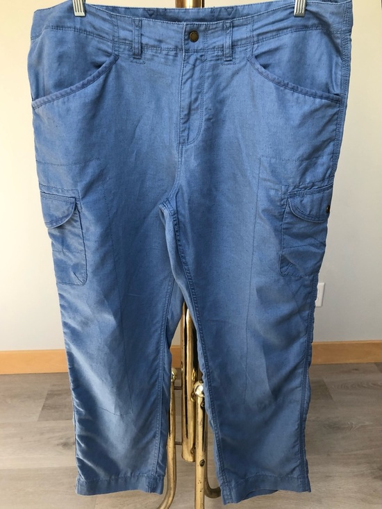 L.L. Bean Pants - L.L.Bean Luxe Lightweight Linen Blend Blue Ankle Cargo Pants Size 18
